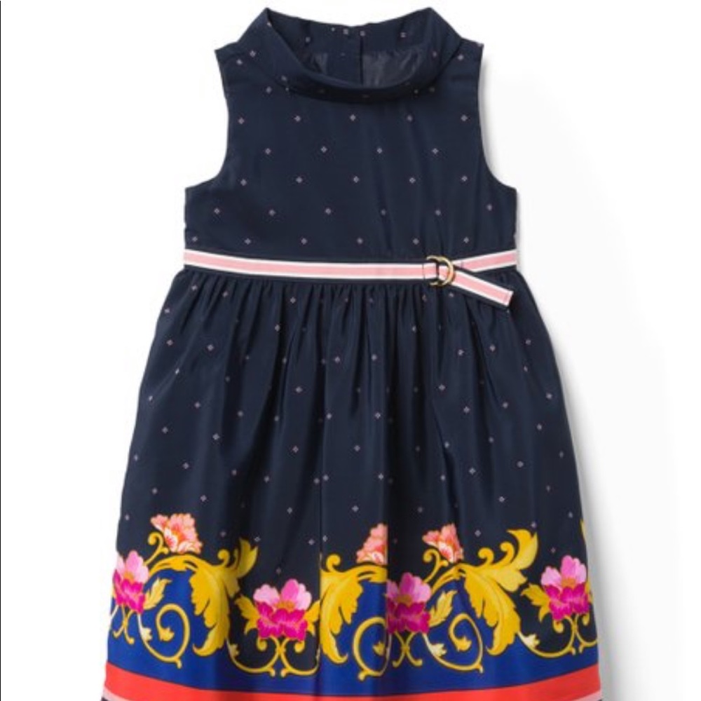 Janie and Jack Navy Floral Empire Waist Dress